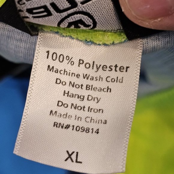 Womens XL Neon Bright Cycling Tank Yellow Blue Pockets Zip Canari Colorblock - Picture 7 of 8